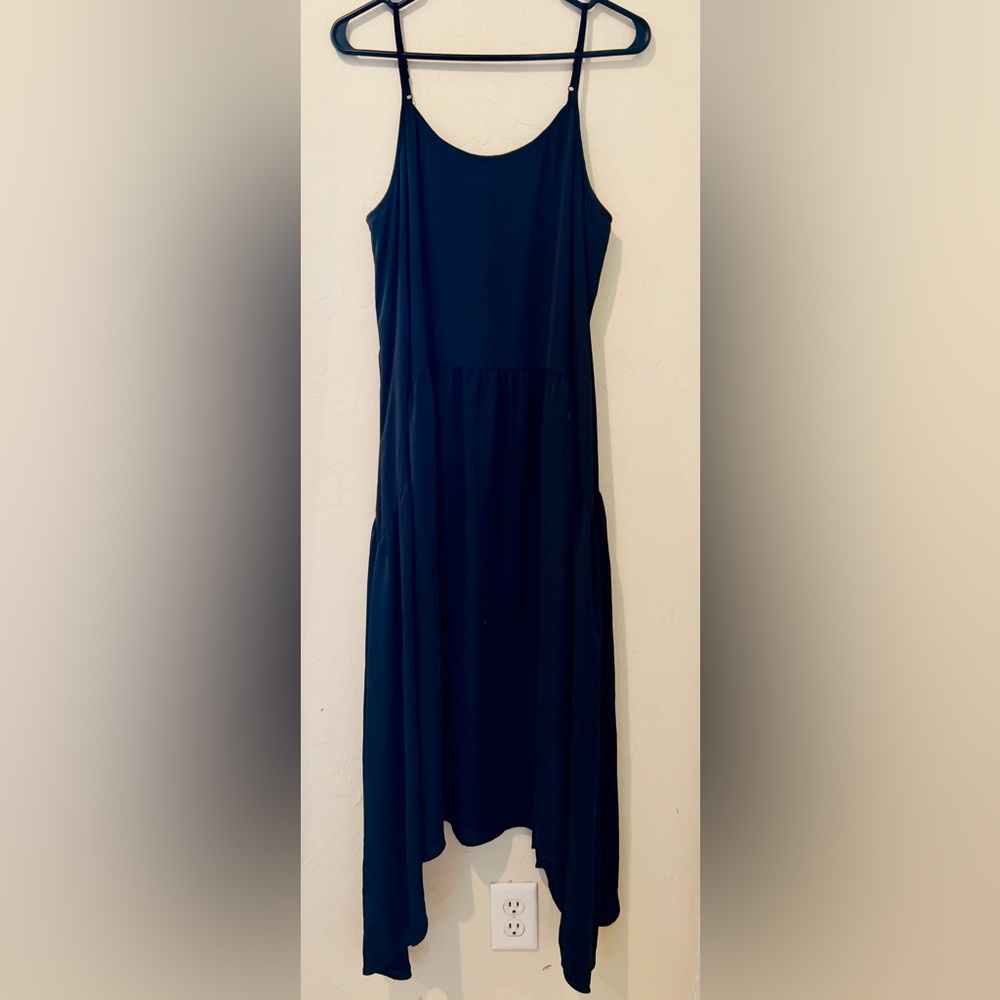 Karen Kane Black Asymmetrical Hem Maxi Dress Sz L